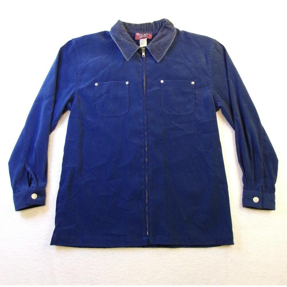 Denim & Co Navy Blue Zip Up Shirt Jacket Corduroy Collar Size‎ Small